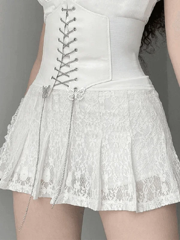 a-line-pleated-lace-mini-skirt