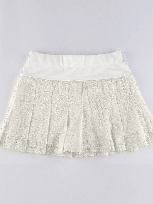 a-line-pleated-lace-mini-skirt