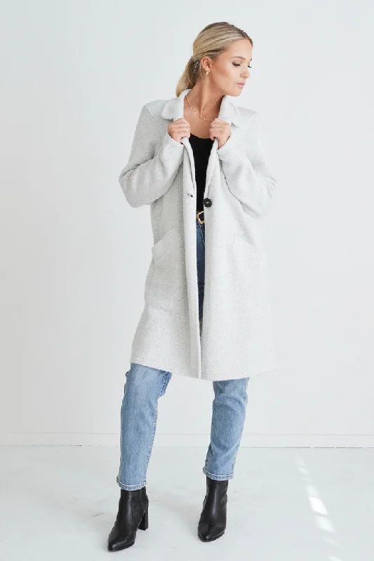 Beau White Marle Chunky Knit Coatagin