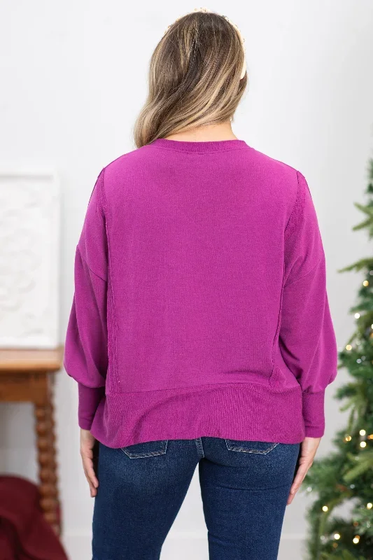 berry-solid-comfort-round-neck-knit-top