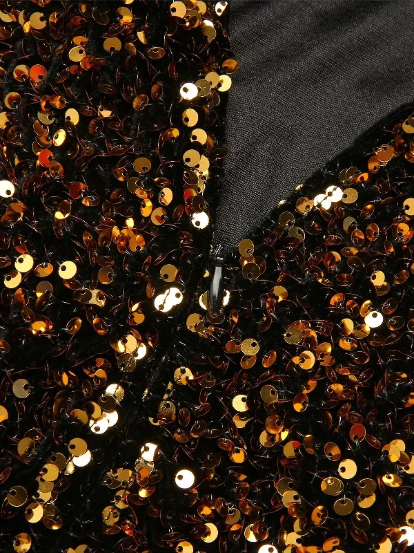 black-1950s-gold-glitter-patchwork-dress