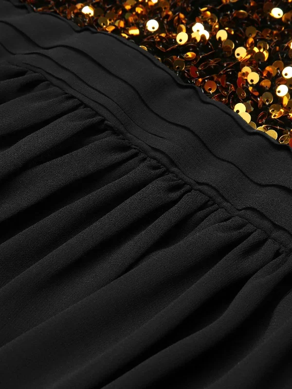 black-1950s-gold-glitter-patchwork-dress