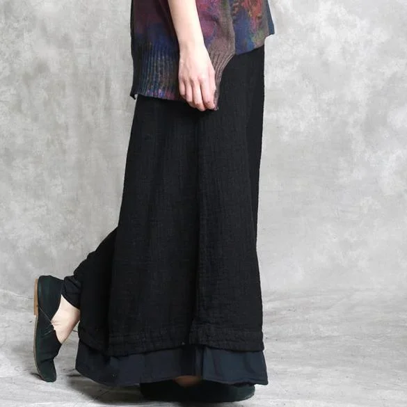 black-asymmetric-design-linen-pants-loose-vintage-patchwork-cotton-wide-leg-pants