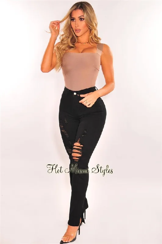 black-denim-high-waist-distressed-leg-slit-hem-jeans