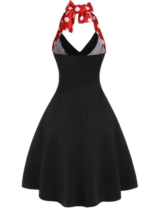 black-red-1950s-halter-dot-swing-dress