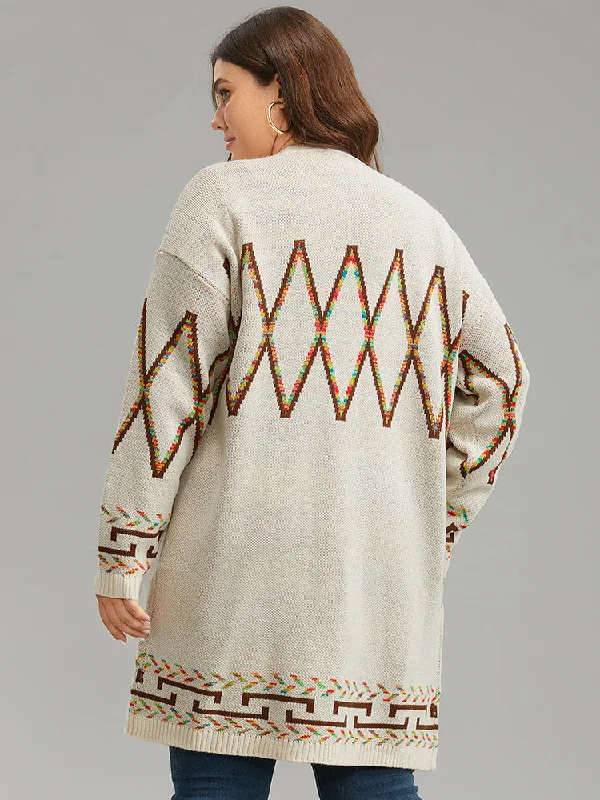 boho-geometric-print-open-front-cardigan