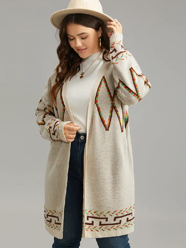 boho-geometric-print-open-front-cardigan