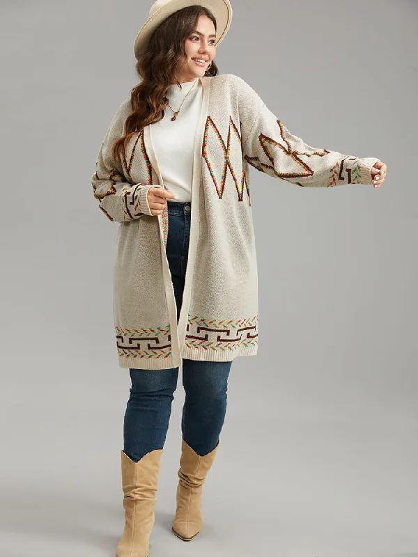 boho-geometric-print-open-front-cardigan