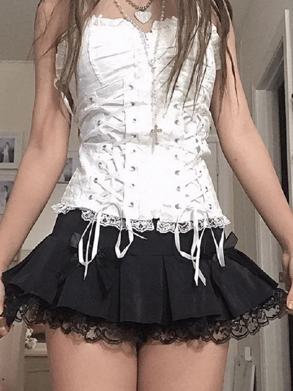 bow-lace-paneled-pleated-mini-skirt