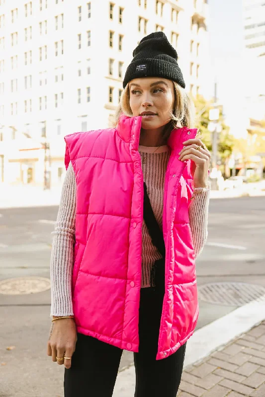 Caelan Puffer Vest in Pink