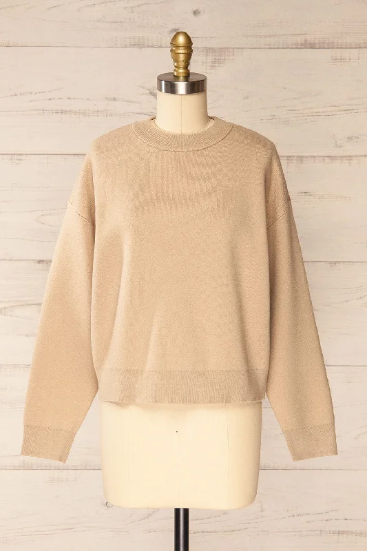 Calye Taupe | Oversized Short Sweater