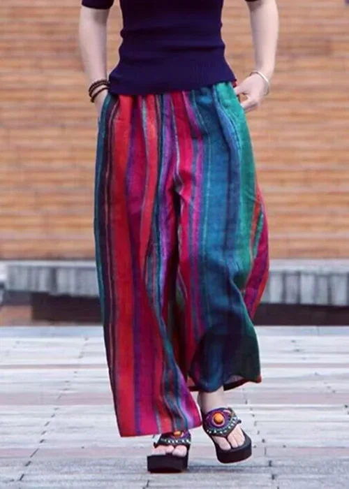 casual-colorblock-pockets-striped-cotton-wide-leg-pants-summer