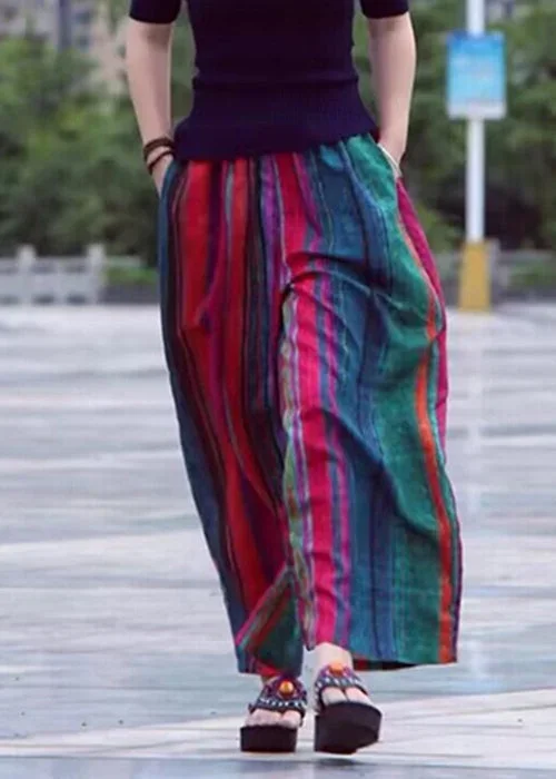 casual-colorblock-pockets-striped-cotton-wide-leg-pants-summer