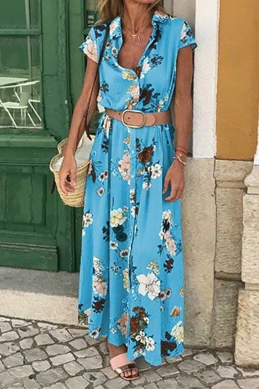 casual-elegant-floral-buckle-with-belt-turndown-collar-dresses