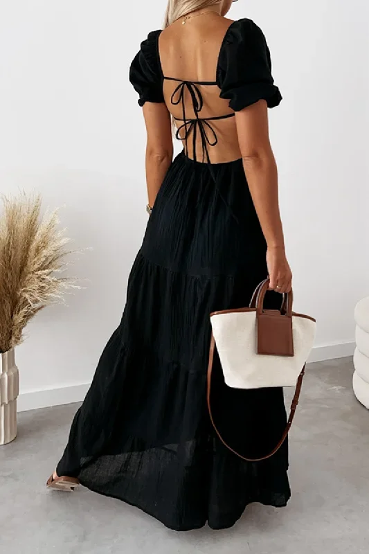 casual-solid-frenulum-backless-strapless-cake-skirt-dresses