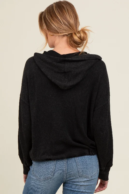 charcoal-waffle-knit-half-zip-relaxed-fit-maternity-hoodie