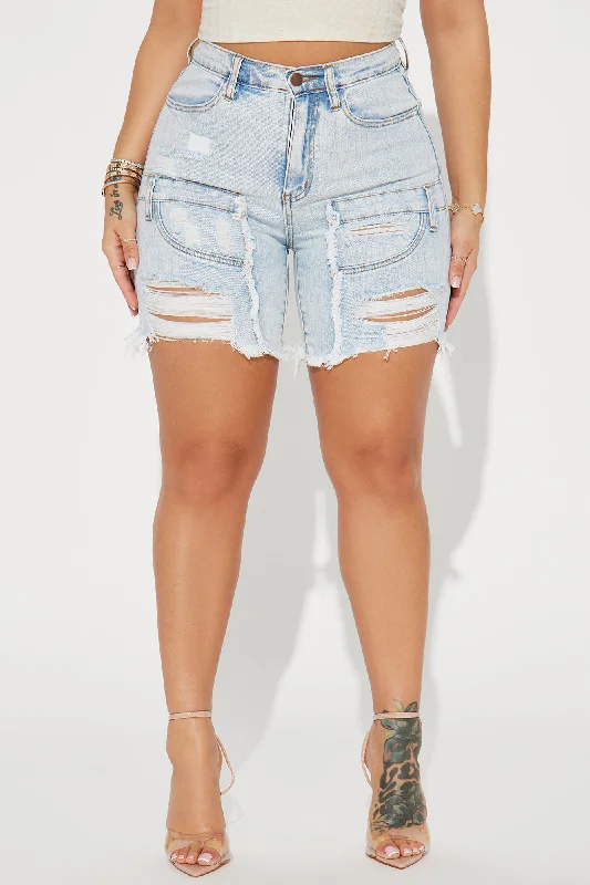 Coming Together Stretch Denim Bermuda Shorts - Light Wash