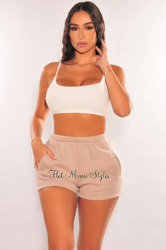 HMS Essential: Taupe High Waist Sweat Shorts