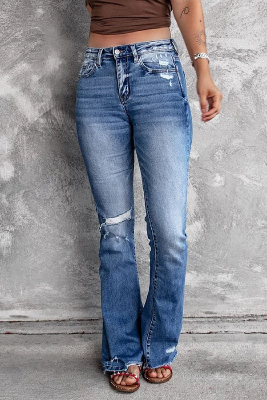 SALE - Coraline Raw Hem High Waist Flare Jeans