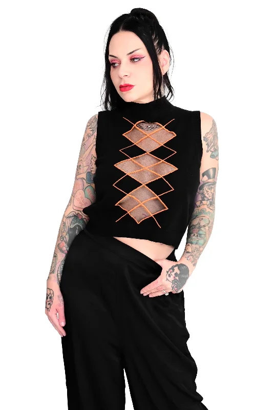 Courtney Shayne's Sweater Vest - Black / Orange - No Restock!