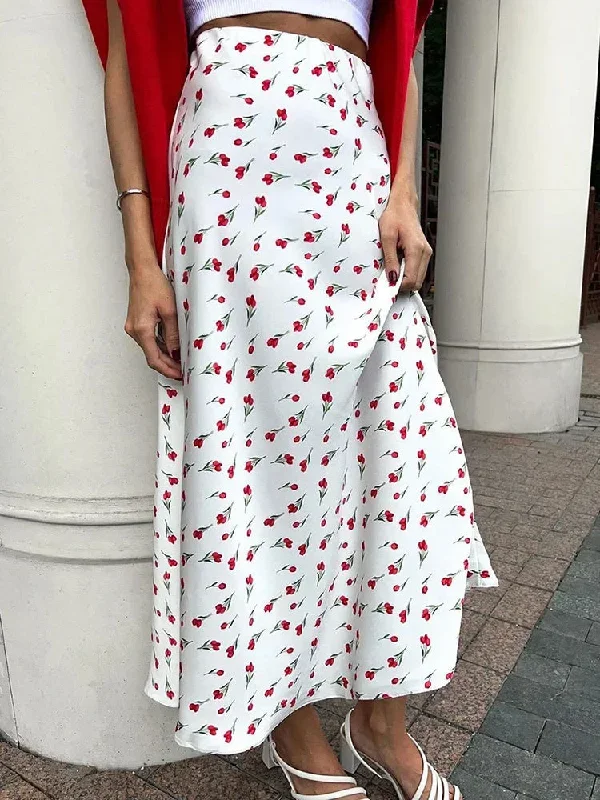 Cherry A-shaped Fish Tail Patchwork Skirt