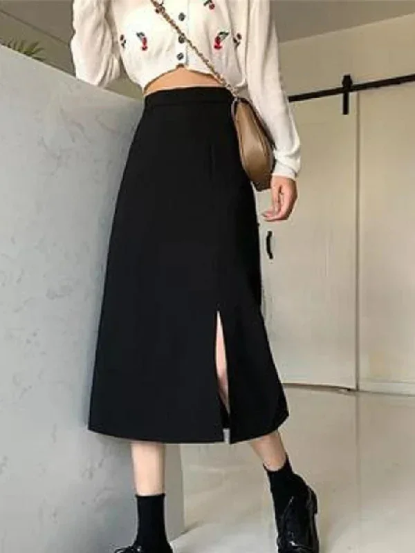 Mid-calf College A-line Korean Style Streetwear Skirt