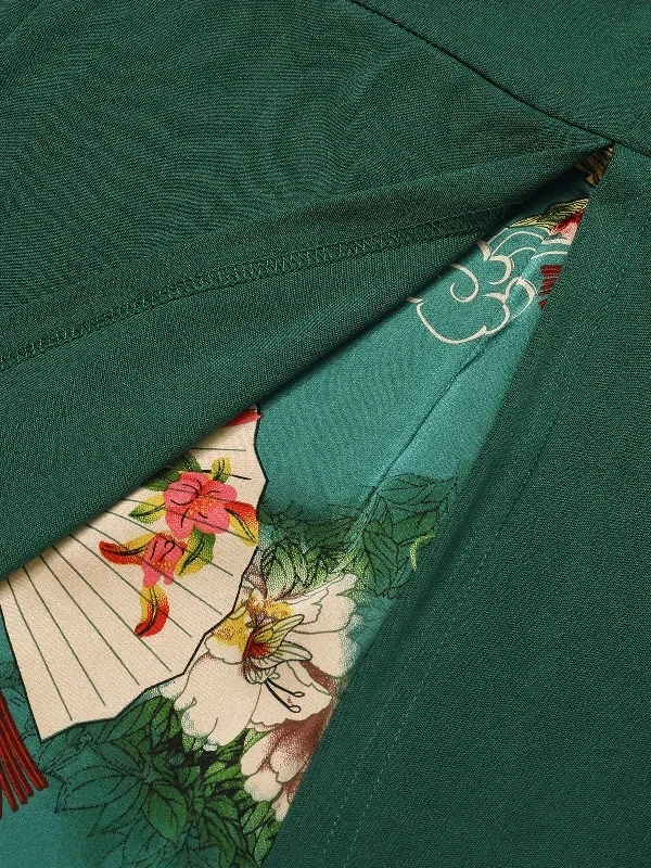 dark-green-1940s-chinese-style-floral-belt-dress