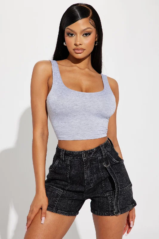 Emiah Crop Top - Heather Grey