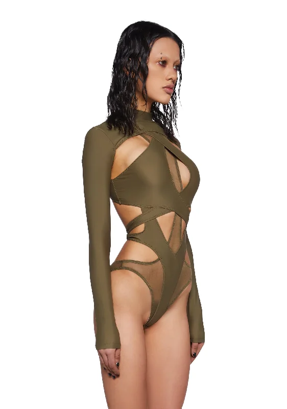 flanger-strappy-spandex-and-mesh-bodysuit-green