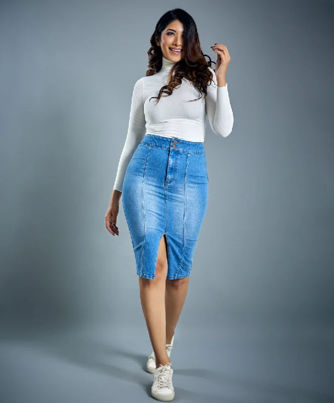 Front Slit bodycon Denim Skirt