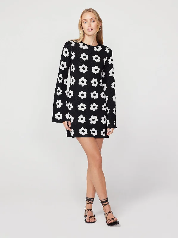 greta-black-tiled-floral-knit-mini-dress