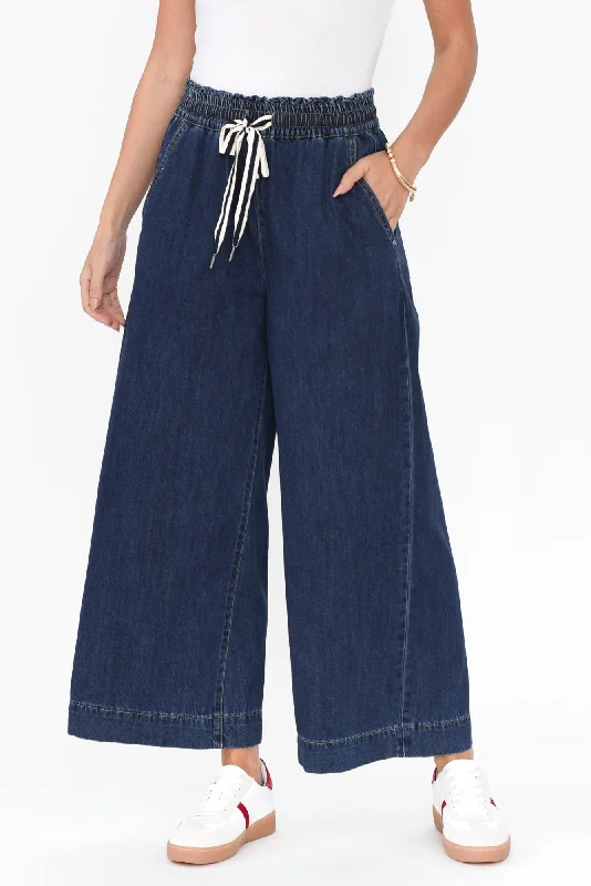 Greta Dark Denim Wide Leg Pants