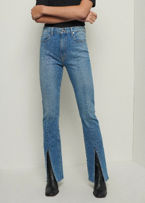 Lucia Front Slit Jeans - Medium Wash