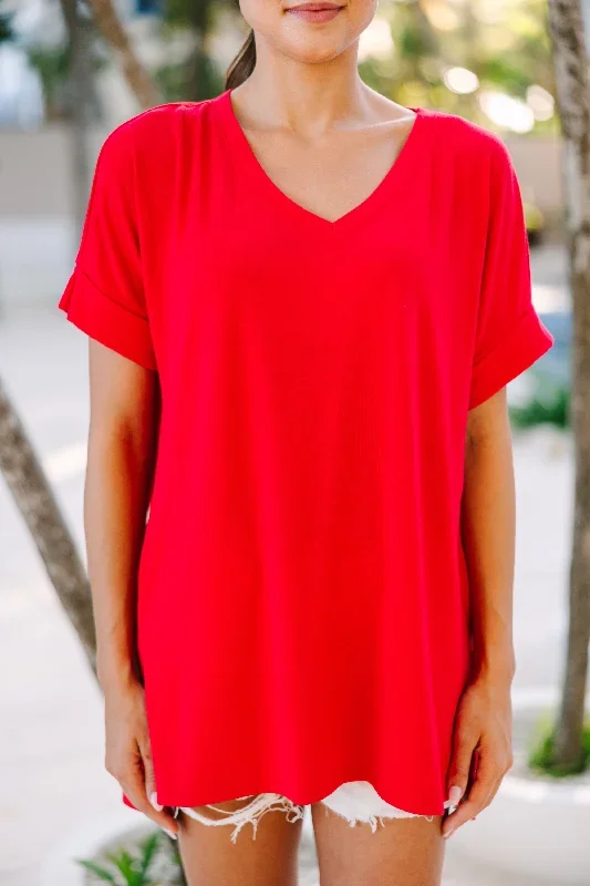 make-your-life-easy-ruby-red-v-neck-top