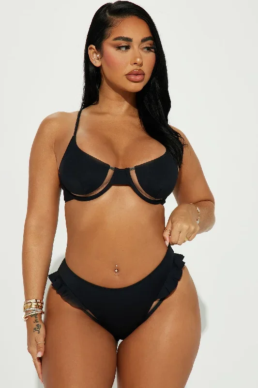 Megan Mesh Cutout 2 Piece Bikini - Black