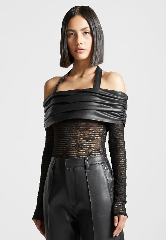 mesh-and-vegan-leather-bardot-bodysuit-black