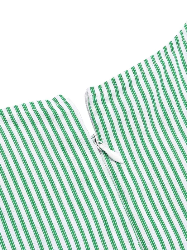 mint-green-1950s-striped-v-neck-dress