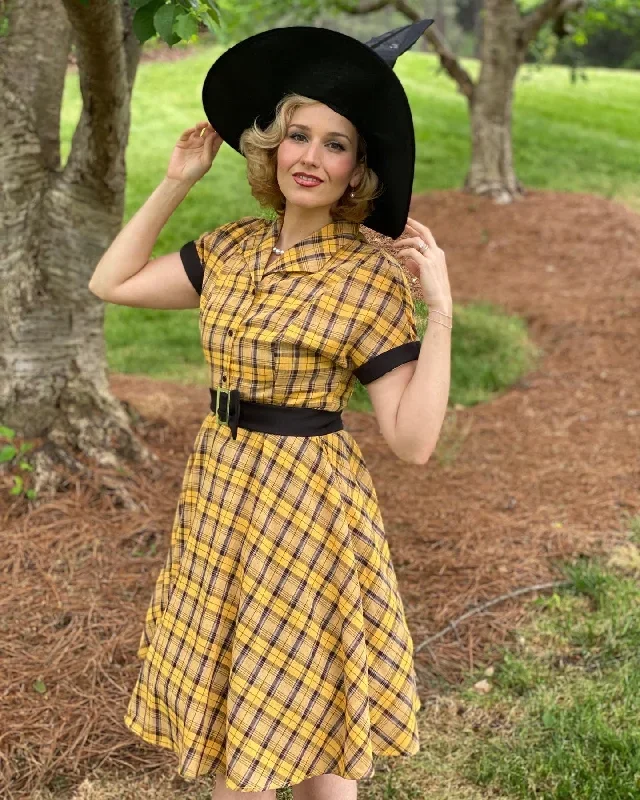 mustard-1950s-plaid-belt-swing-dress