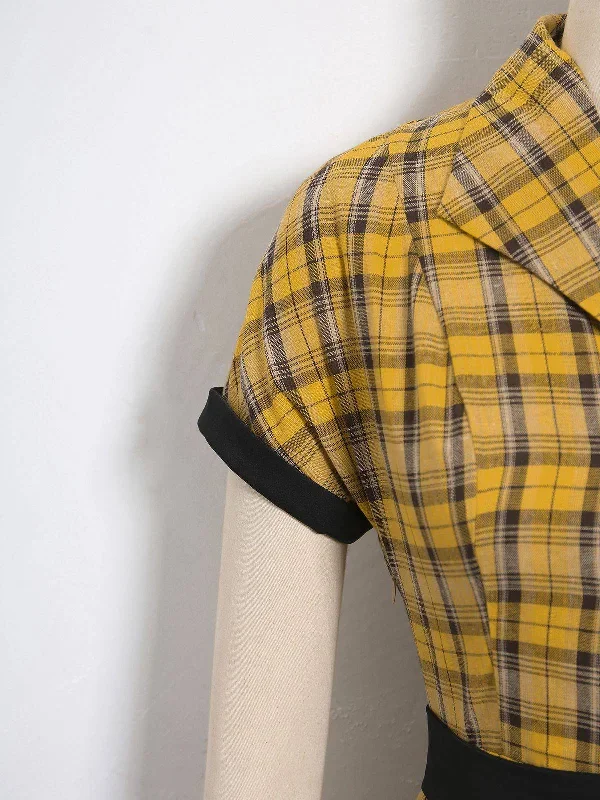 mustard-1950s-plaid-belt-swing-dress