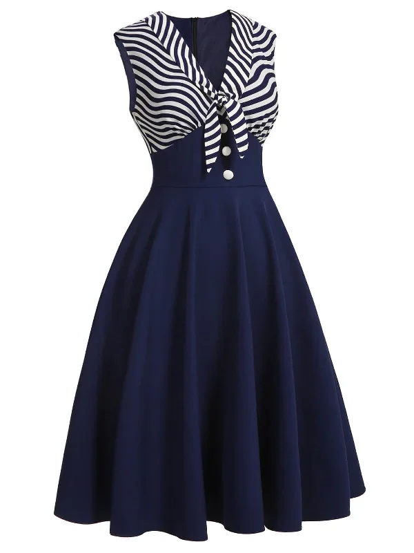 navy-blue-1950s-striped-sleeveless-patchwork-dress