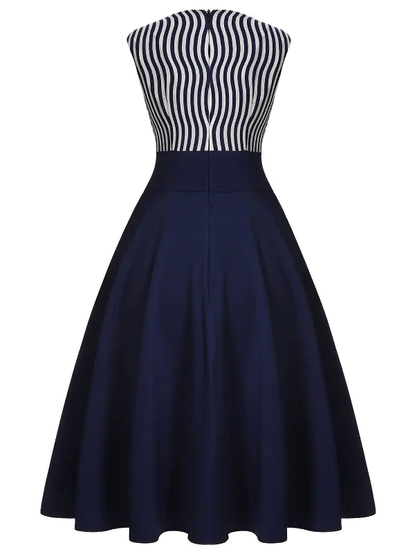 navy-blue-1950s-striped-sleeveless-patchwork-dress