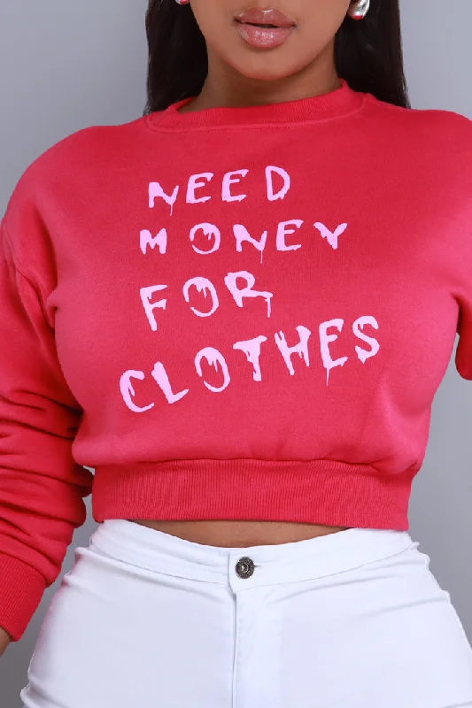 Need Money Graphic Crewneck Sweatshirt - Pink