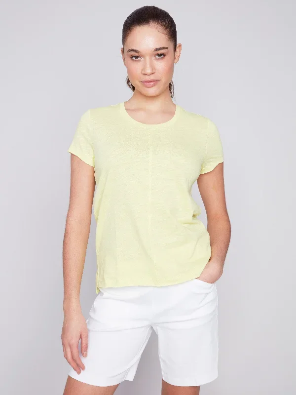 Organic Cotton Slub Knit T-Shirt - Anise