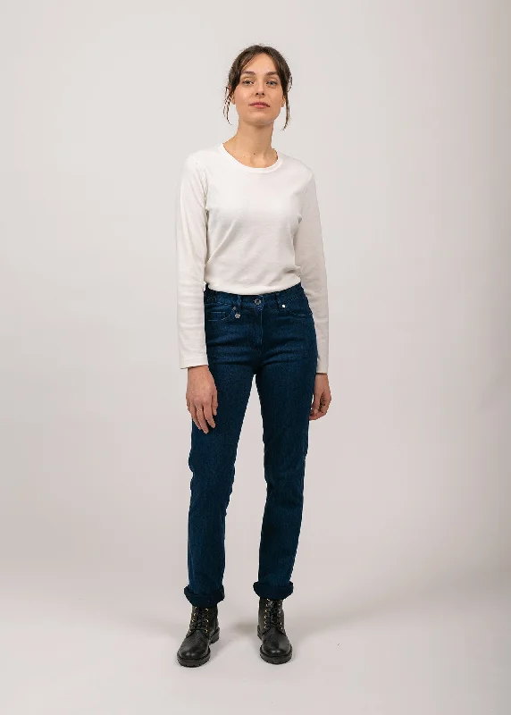 Jean droit Patricia - taille élastiquée en coton stretch (DENIM)