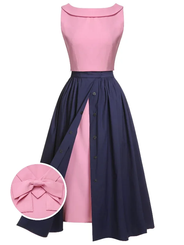 pink-1960s-bow-pencil-dress-umbrella-skirt