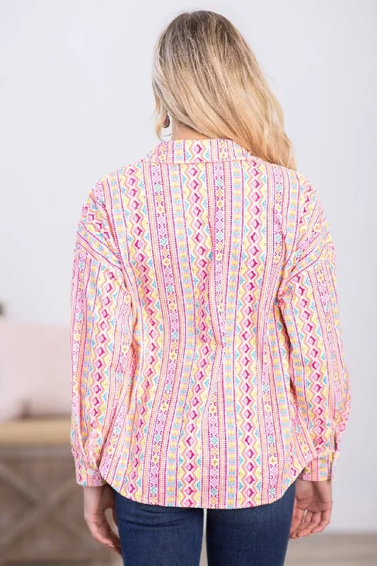 pink-multicolor-aztec-stripe-jacket