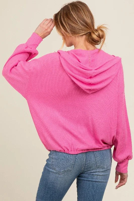 pink-waffle-knit-half-zip-relaxed-fit-maternity-hoodie