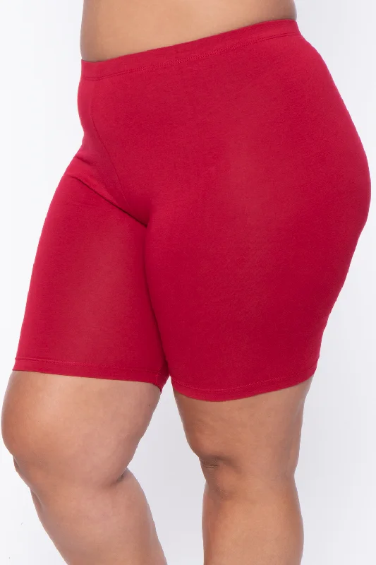 plus-size-basic-biker-shorts-red