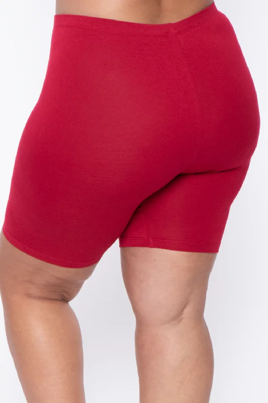 plus-size-basic-biker-shorts-red