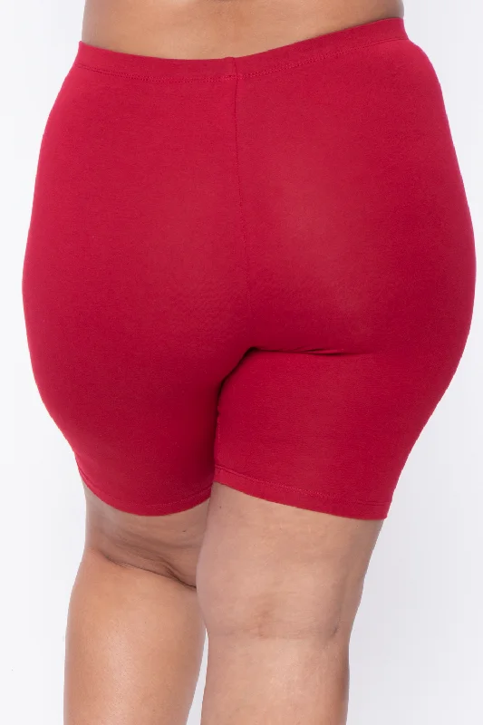 plus-size-basic-biker-shorts-red